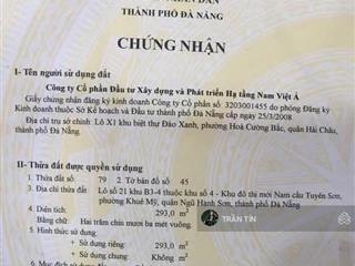 Lô góc 2 mặt tiền nam việt á đường bùi tá hán & đoàn khuê. trục đường 15m thông thẳng ra sông hàn