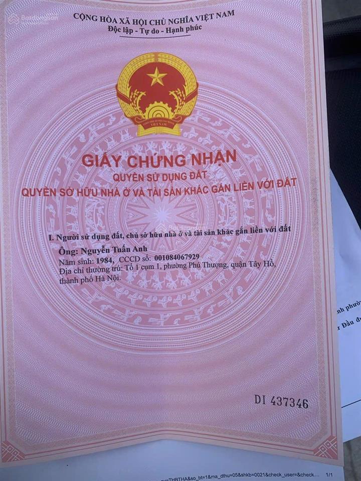 Cần bán gấp mảnh đất 113m2 ngõ 180b phú thượng ,phú thượng hà nội
