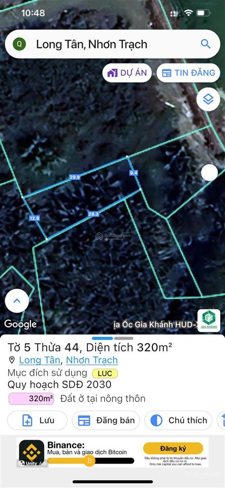 Bán đất tại xã long tân, nhơn trạch, đồng nai, 420 triệu, 320 m2, hàng hiếm view đẹp