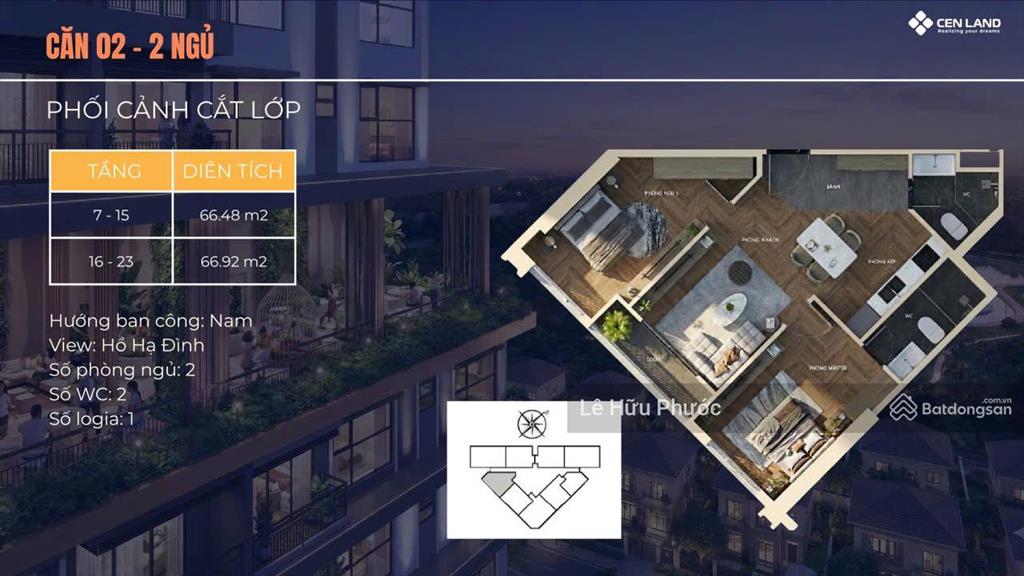Bán căn hộ dlt, 66 m2, 2pn, 2wc view hồ hạ đình, hướng mát, giá bằng 1/2 vin cao xà lá cách 500m