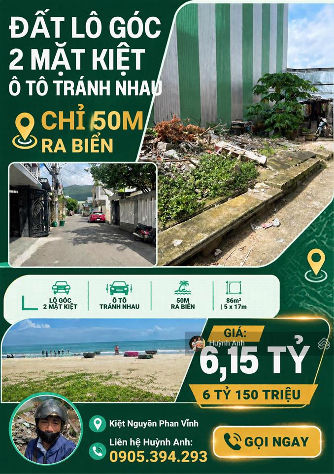 Bán nhanh lô đất góc kiệt ô tô tránh đậu đỗ ngày đêm nguyễn phan vinh đi bộ ra biển 50m