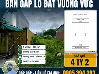 Bán lô đất ban ban 5 100m (5x20) giá chỉ 4 tỷ 2 đường 5,5m vỉa hè 3m 0905 394 ***
