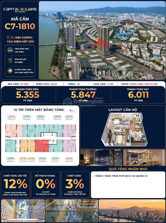 Capital square nổi bật victory place  2pn 63,52m2+ tt 1,5 tỷ là sở hữu+ gần vincom, ck đến 15%