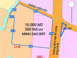 Đất bà rịa vũng tàu 12000 m2 có 500 thổ cư~giá 30 tỷ đường qh 30/4 đến 80 m, đường hiện hữu 100 m