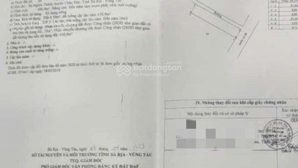 Đất 2 mt ql56 sát ủy ban xã nghĩa thành và cổng kcn sonadezi 480,9 m2 (9,4 x 52) 50 tc giá 4,7 tỷ