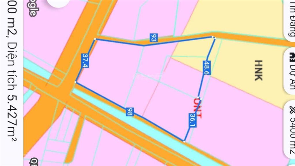 5400m2 mặt tiền 135 m, giá 7,4 tỷ, vị trí góc ngã 4 đường nhựa tim vàng siêu đẹp, dân cư đông đúc