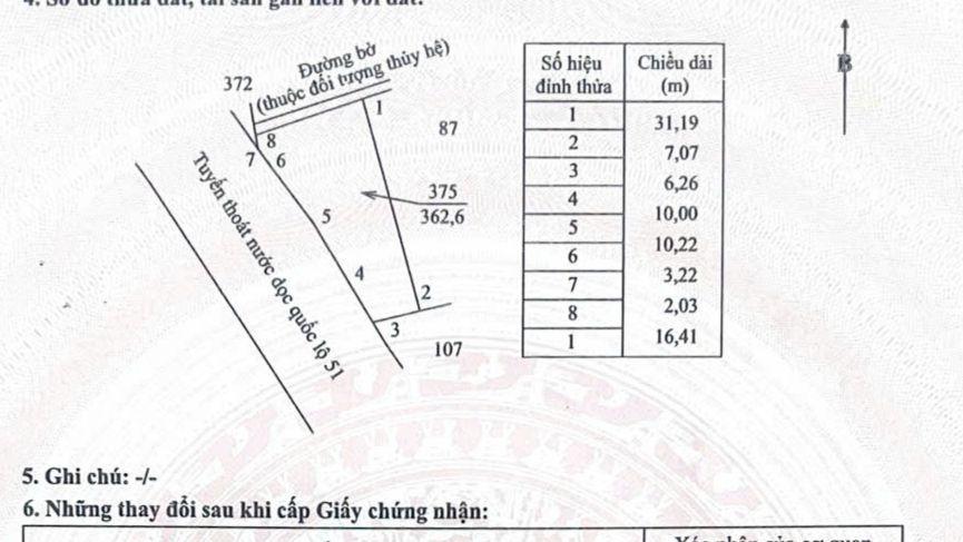 5700m2(600 tc) giá 31 tỷ đất cách ql 51 chỉ 300 m, cách cảng cái mép 2 km qh đường bên hông