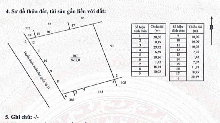 5700m2(600 tc) giá 31 tỷ đất cách ql 51 chỉ 300 m, cách cảng cái mép 2 km qh đường bên hông