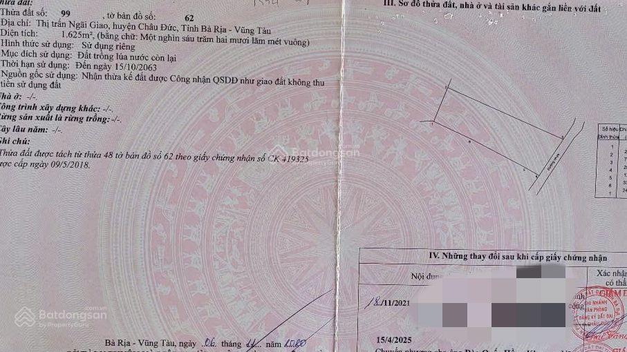 Đất trung tâm xã ngãi giao 1626m2 & 25m mặt tiền|giá 2,6 tỷ vị trí đẹp mặt tiền hướng đông