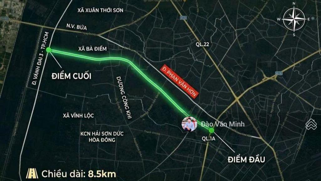 3090m2 giá 21 triệu/m2, đường song hành phan văn hớn chuẩn bị khởi công kết nối ql1a, vành đai 3