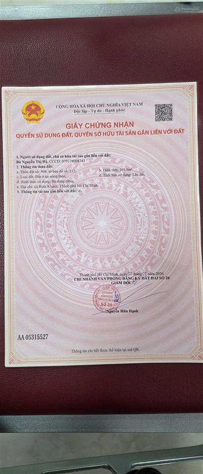 Nhà bình khánh sổ riêng thổ cư 250m2