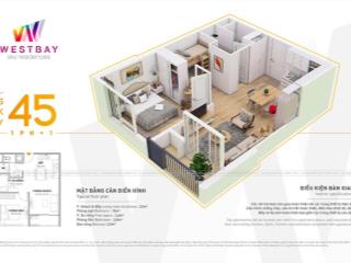 Bán gấp cc westbay sky residences, 2,6 tỷ, 45m2, 1pn, 1wc tại văn giang, hưng yên