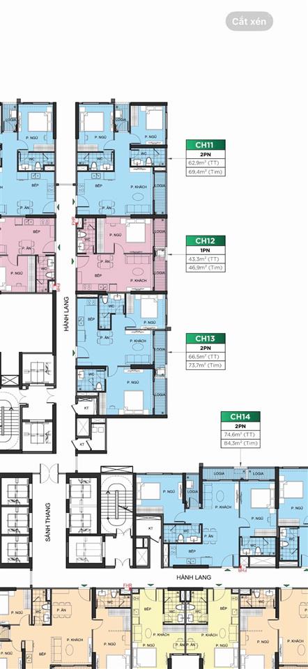 Cắt lỗ sâu 2pn 2vs đông nam 66m2 3.9xx tỷ