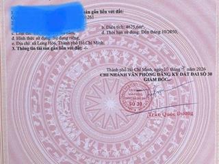 Siêu hot bán đất 4625m2 có 4 triệu / m2 tại lò rèn, xã long hòa, hồ chí minh