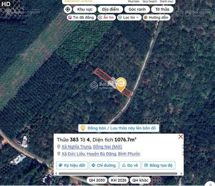 Bán gấp lô đất 1.076,7m², ngang 12m dài 90m quy hoạch khu dân cư, giá 450 triệu