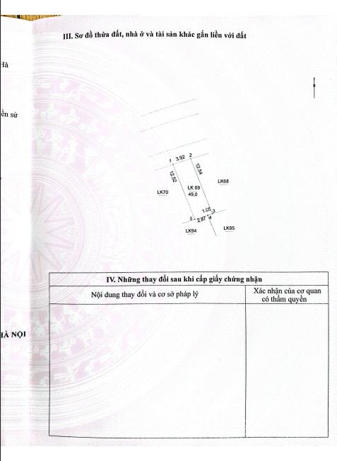 Chính chủ cần bán lô đất giá tốt, ký hiệu lô lk69 diện tích 49m2, đường ô tô tải tránh nhau