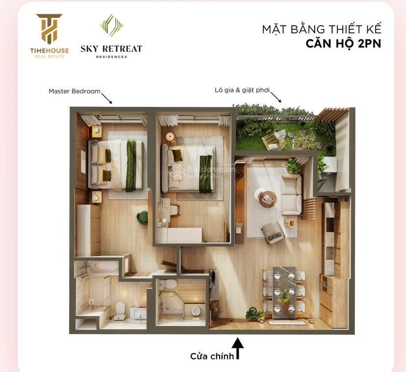Bán cc eco retreat long an, 3,88 tỷ, cắt lỗ 200tr 79,6 m2, 2pn, 2wc, hướng đb
