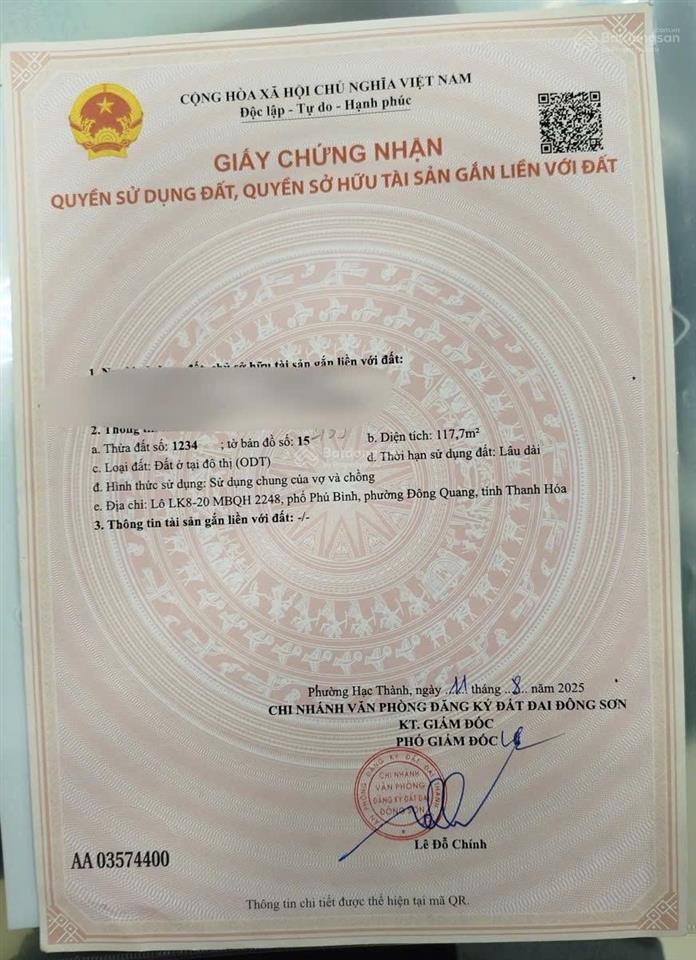 Lô đầu ve 2 mặt tiền siêu hiếm mb 2248 đông phú, phường đông quang tp.thanh hoá