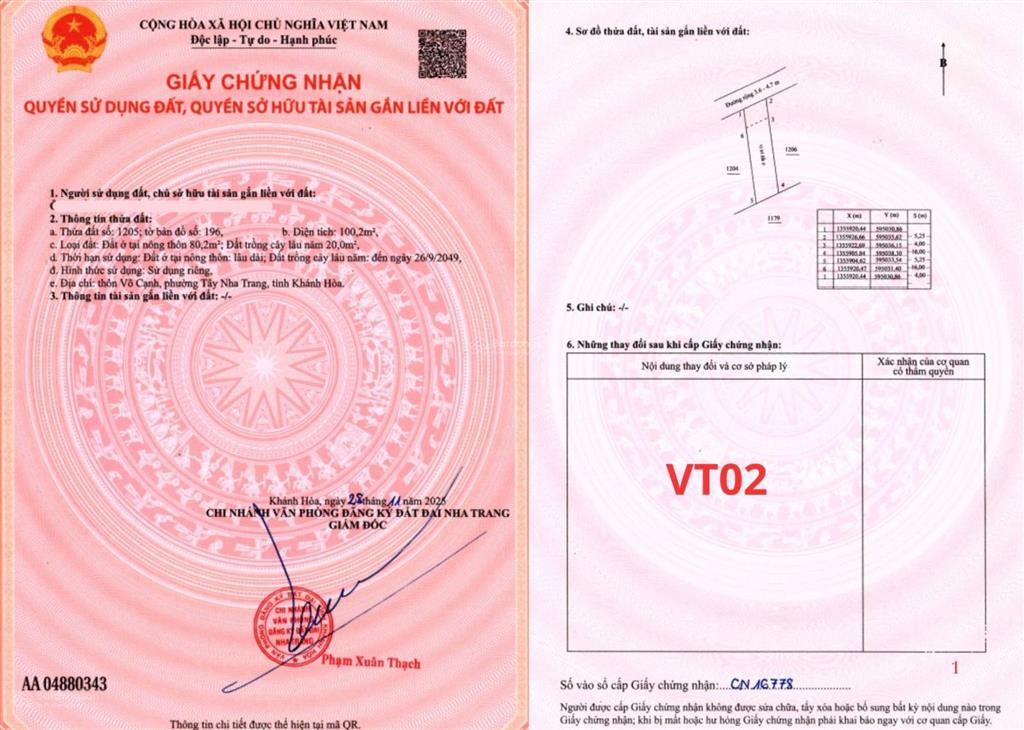 Đất đẹp xây nhà ngay khu dân cư hiện hữu tây nha trang