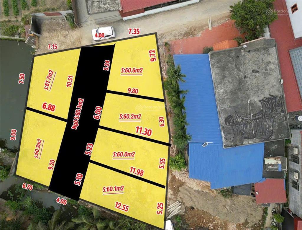 Bán đất mỹ đức  an lão 60m2, ngõ 4m trải nhựa, ô tô vào tận đất, vuông vắn