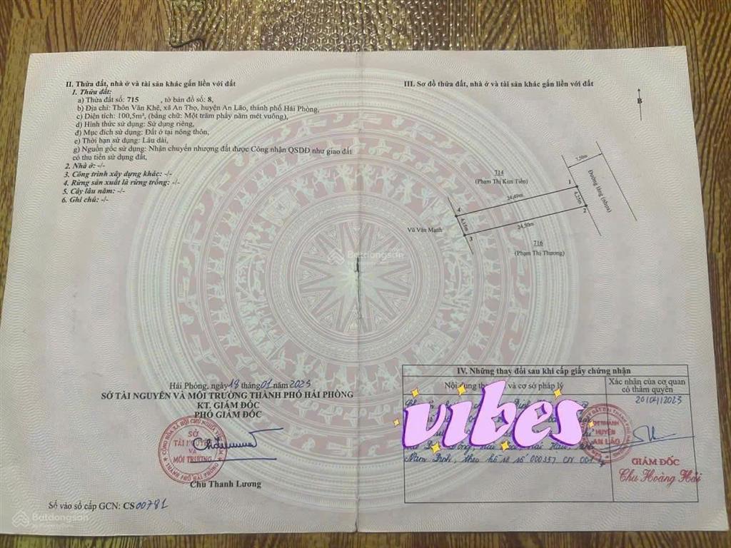 Bán nhanh 2 tỷ lô đất 100,5m2 trục liên thôn xã an hưng  cách uỷ ban chợ 50m