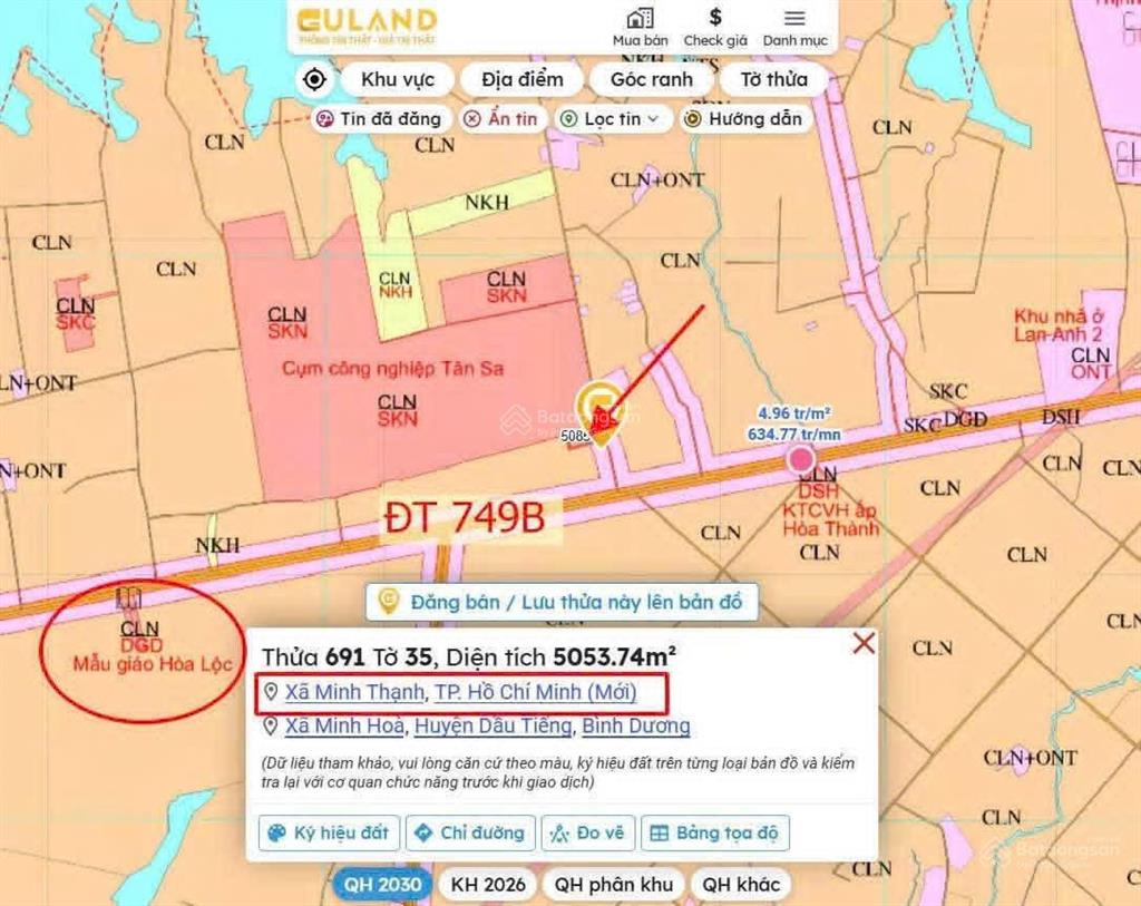 250tr đất minh hoà dt 225m2 có 100m2 thổ cư cách dt749b 200m