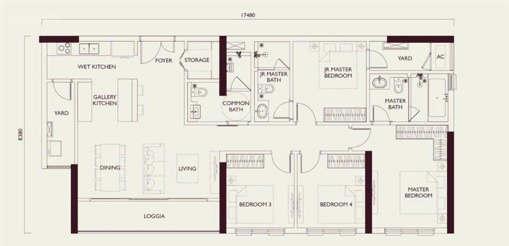 Bán gấp căn hộ 4 ngủ dt 128m2 tầng đẹp dự án lumi hà nội
