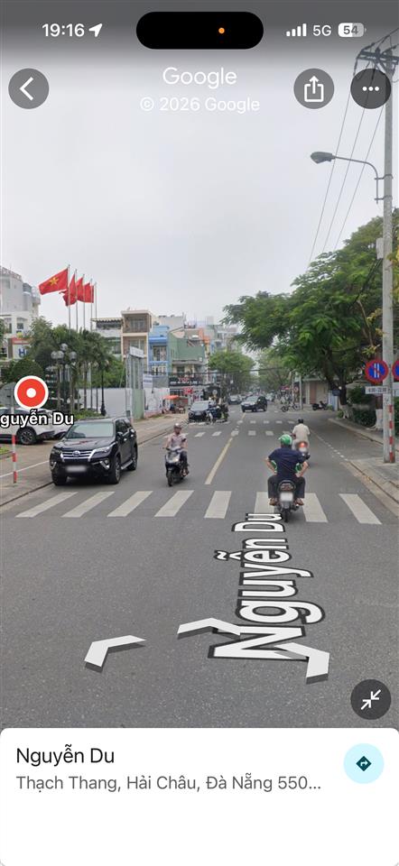 Bán lô đất 405m2, rộng 9,5m, giá 129triệu/m2 mặt tiền nguyễn du trung tâm hải châu, đà nẵng