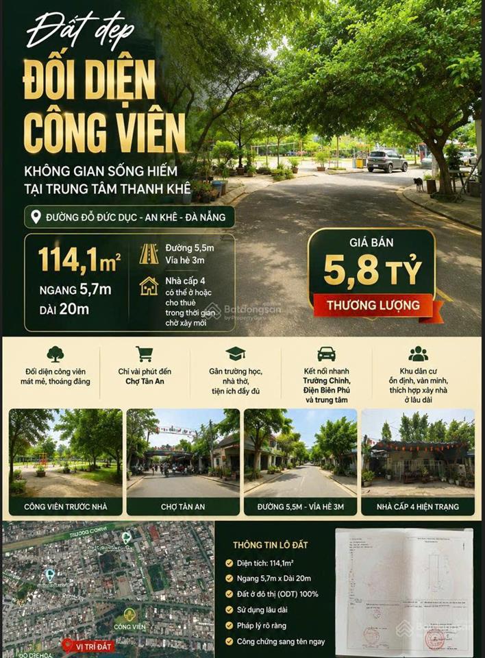 Đỗ đức dục đối diện công viên  không gian sống hiếm tại trung tâm thanh khê