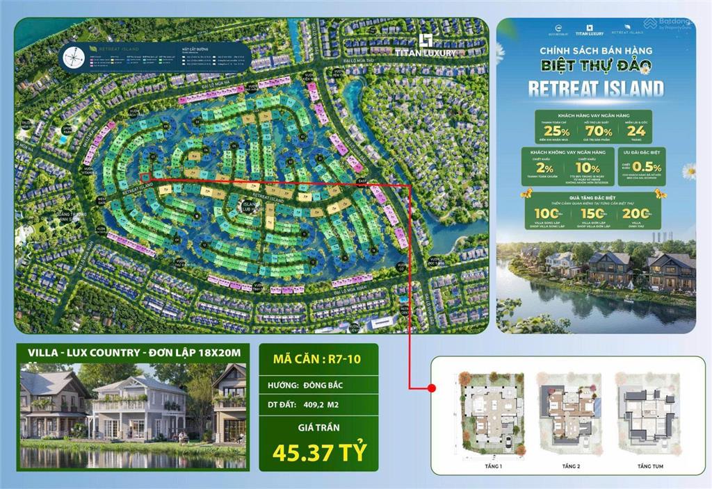 Bán biệt thự 409,2m2 tại eco retreat long an, 48 tỷ, bến lức, long an