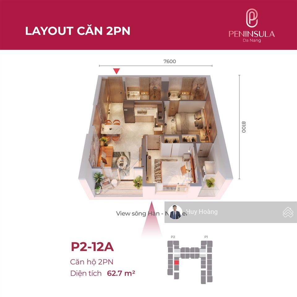 Căn hộ 2pn p123  peninsula đà nẵng sống thượng lưu với view sông hàn (hàng độc quyền)