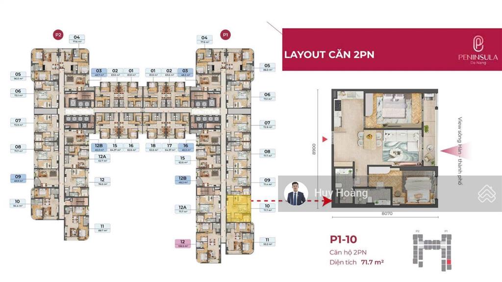 Căn 2pn  view sông hàn  hướng đông nam  trung tâm thành phố  giá tốt!
