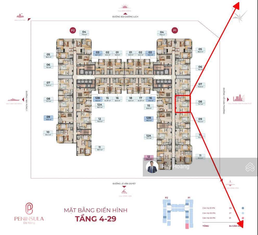 Cực hiếm! căn 2pn view sông hàn  tầng cao  sở hữu lâu dài  giá chỉ 4,8 tỷ!