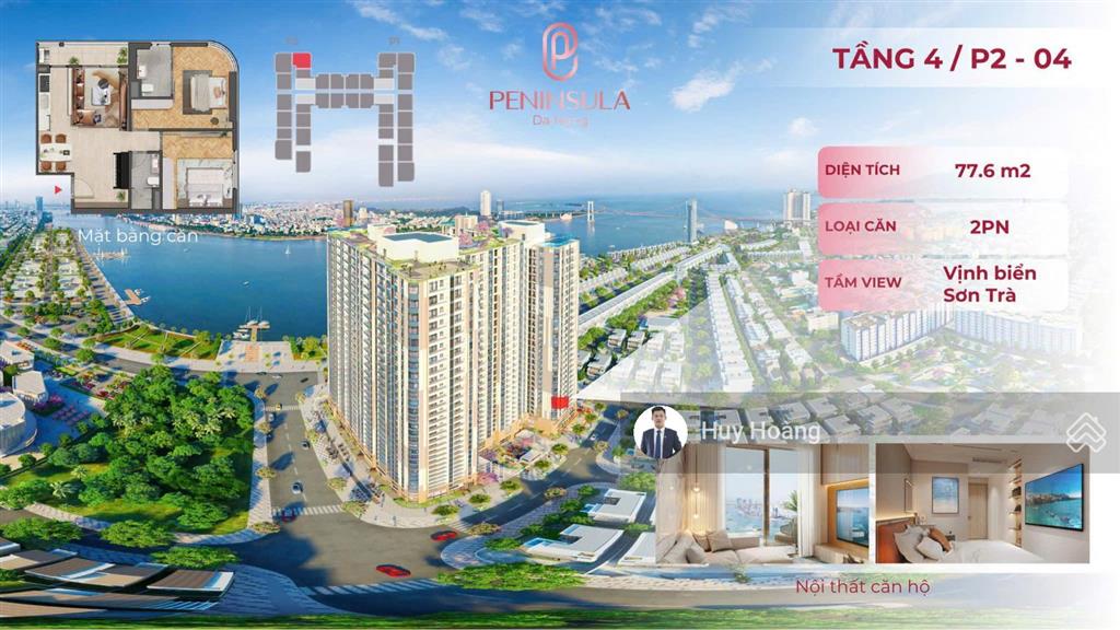 Căn góc 2pn giá tốt tại dự án peninsula đà nẵng  ưu đãi khủng lên tới 1,6 tỷ vnđ!