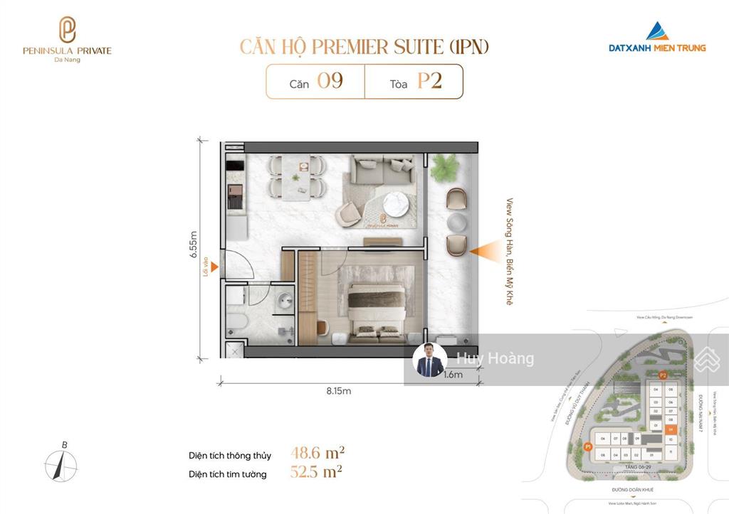 Peninsula private căn 1pn 47m2 tài sản dòng tiền tại trung tâm hải châu, đà nẵng