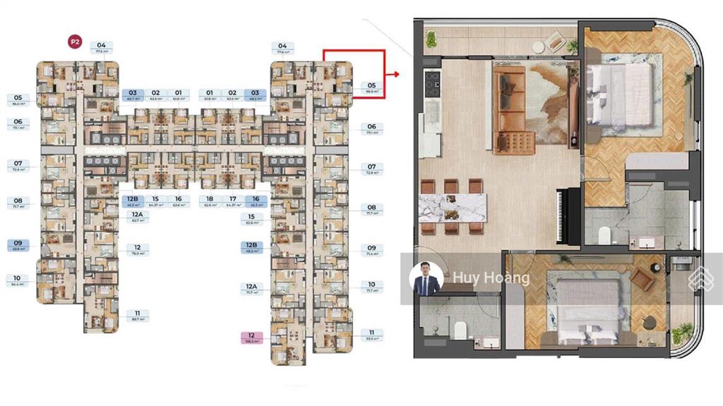 Căn góc 2pn vip 96m2 peninsula đà nẵng  view kép núi sơn trà & biển mỹ khê!