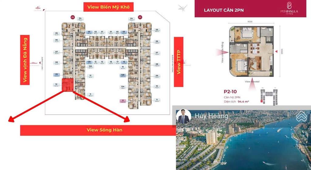 Bán căn góc vip p210 peninsula đà nẵng (94,4m²)  sát hầm chui vượt sông, view vịnh & trung tâm tp
