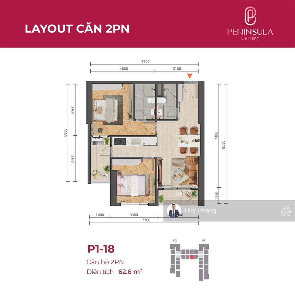 Còn 1 căn 2pn peninsula đà nẵng view biển mỹ khê & bán đảo sơn trà giá chỉ từ 4,3 tỷ sau giảm vat