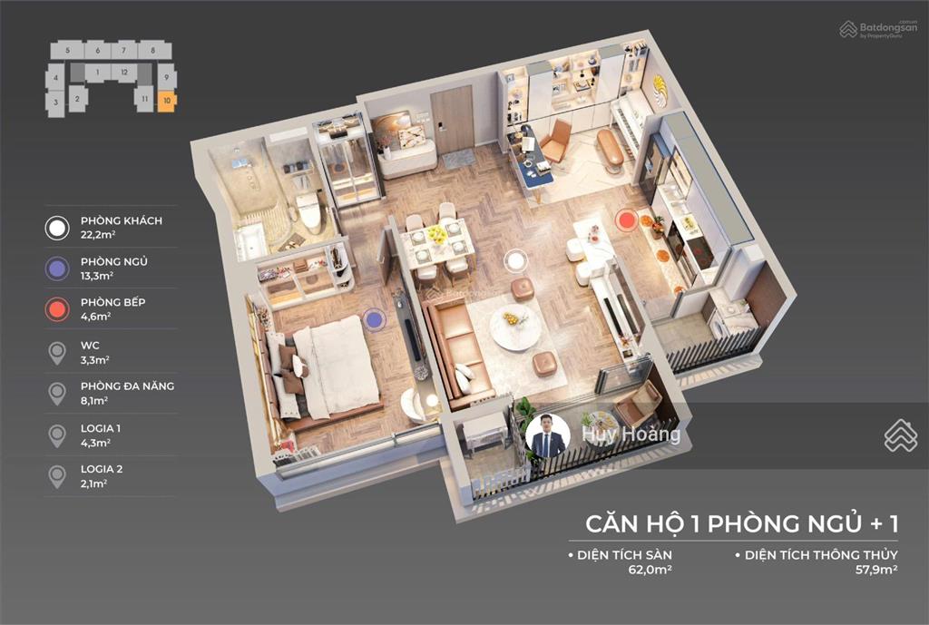 Đừng bỏ lỡ căn hộ 1pn (+ 1 có thể bố trí linh hoạt thành 2pn) tầng cao  sống nghỉ dưỡng mỗi ngày