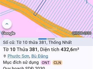 Bán đất tại đt 312, phước sơn, huyện bù đăng, 380 triệu vnd, 432m2, hàng hiếm chính chủ