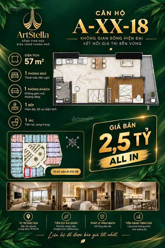 Bán gấp căn 1pn giá tốt artstella giá 2,5 tỷ all in