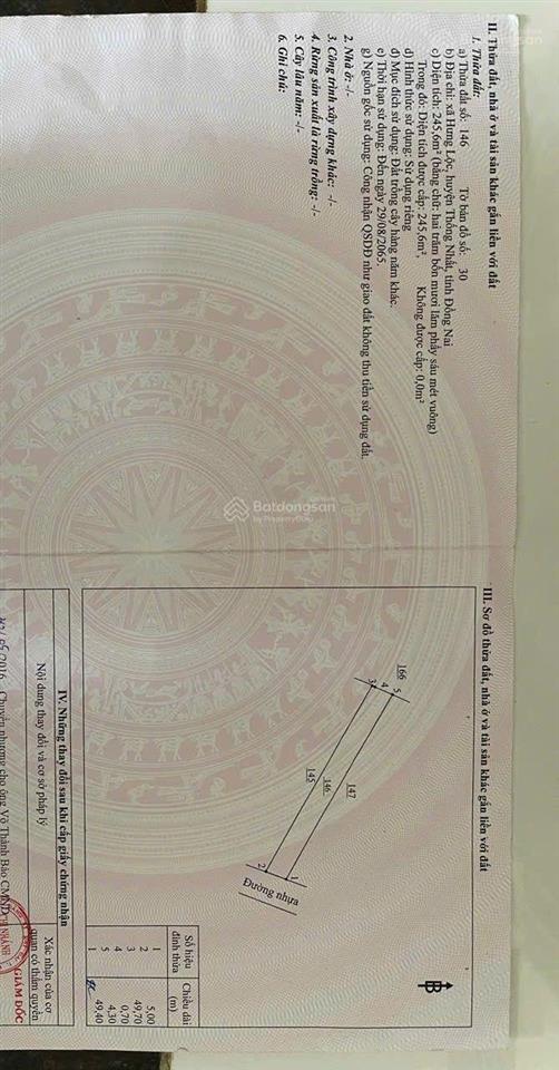 Bán đất chính chủ 488m2 có sổ hồng