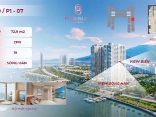 Bán nhanh căn 2pn 72,9m2 peninsula tầng 19 view sông hàn, pháo hoa  giá tốt cực tốt, sổ lâu dài