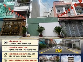 5,6mx16m vuông vức, hxh 76 đ.s 59 p.v.chiêu, lg 6m xây 6 tầng, khu dân trí hẻm thông, 8,3 tỷ