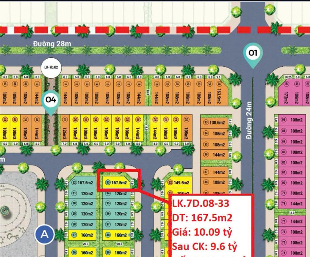 Bán lô góc biệt thự đẹp mặt sau công viên giá chỉ 6,1 tỷ, 167,5 m2 xây thô hoàn thiện mặt ngoài