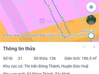 186.6m2 mặt tiền đt838, thị trấn đông thành, đức huệ, long an