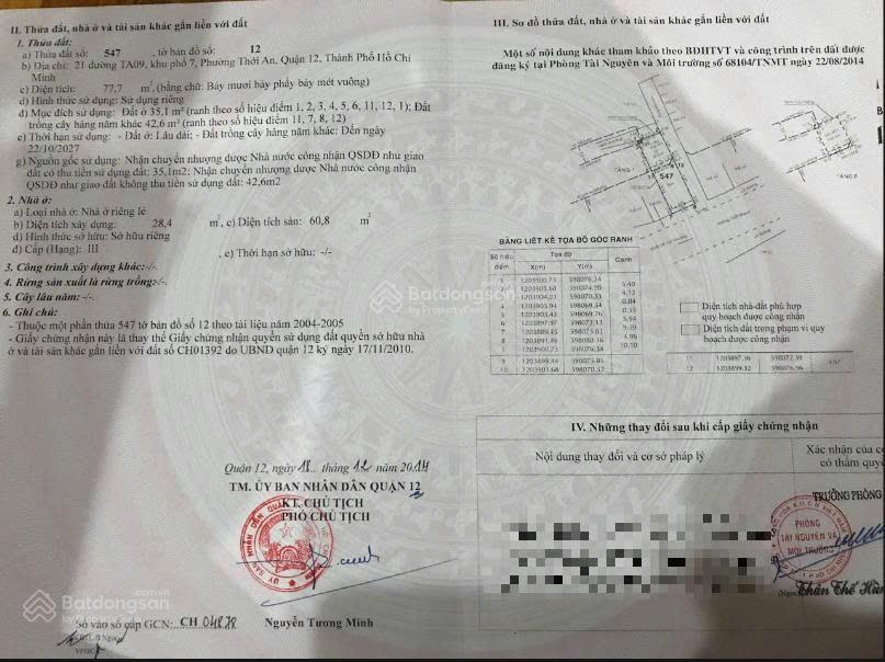 Chính chủ bán nhà 2 mặt tiền đường võ thị phải ( ta09 cũ ) , p thới an , quận 12 , tphcm