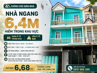 Nhà nhà bè ngang 6,4m 86,4m² gara ô tô hẻm 6m 6,68 tỷ