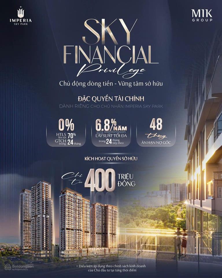 2pn giá chỉ 4 tỷ tại imperia sky park an khánh, htls 0%, ân hạn gốc 48 tháng, ưu đãi 400tr