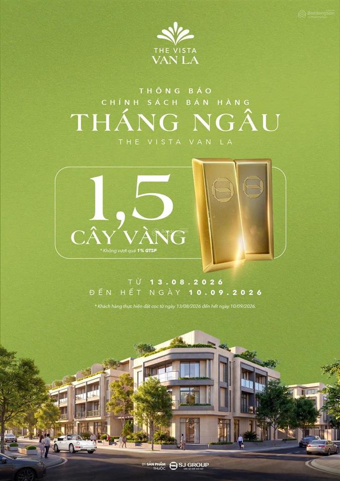 Bán bt tăng 1,5 cây vàng tại vista văn la quang trung, hà đông
